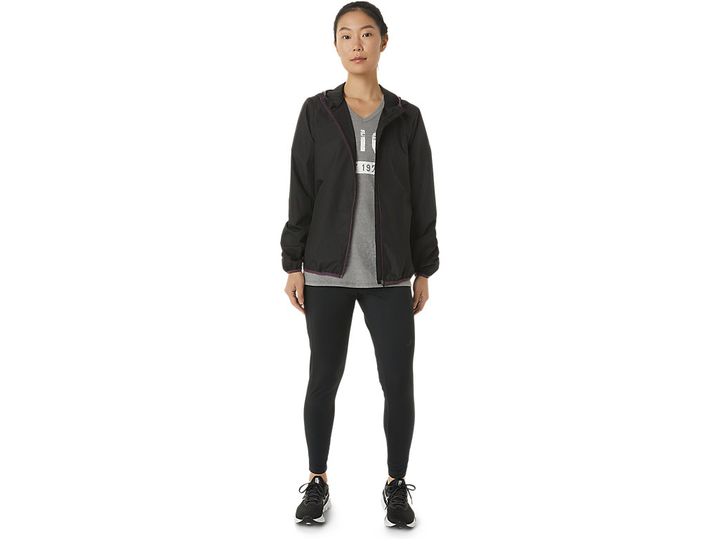 Women's Asics Packable Jackets Black / Deep Purple | 7562-ZVREF