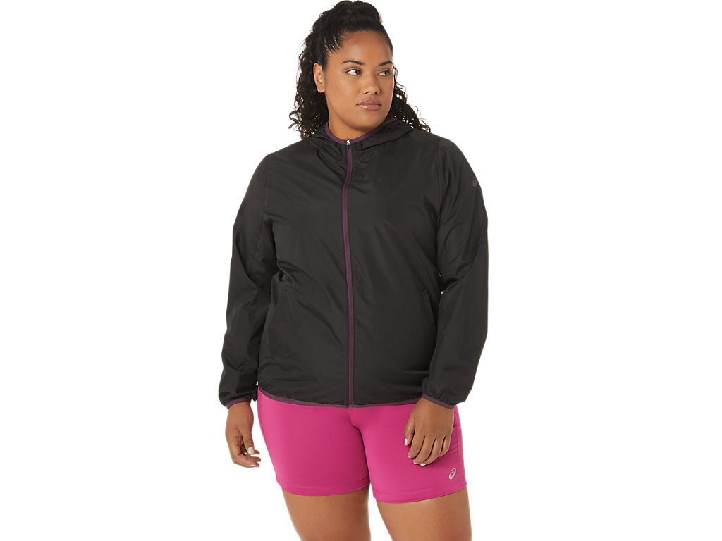 Women's Asics Packable Jackets Black / Deep Purple | 7562-ZVREF