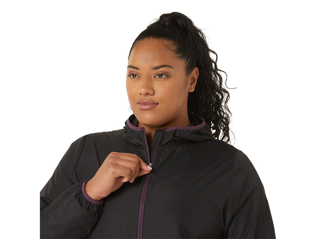 Women's Asics Packable Jackets Black / Deep Purple | 7562-ZVREF