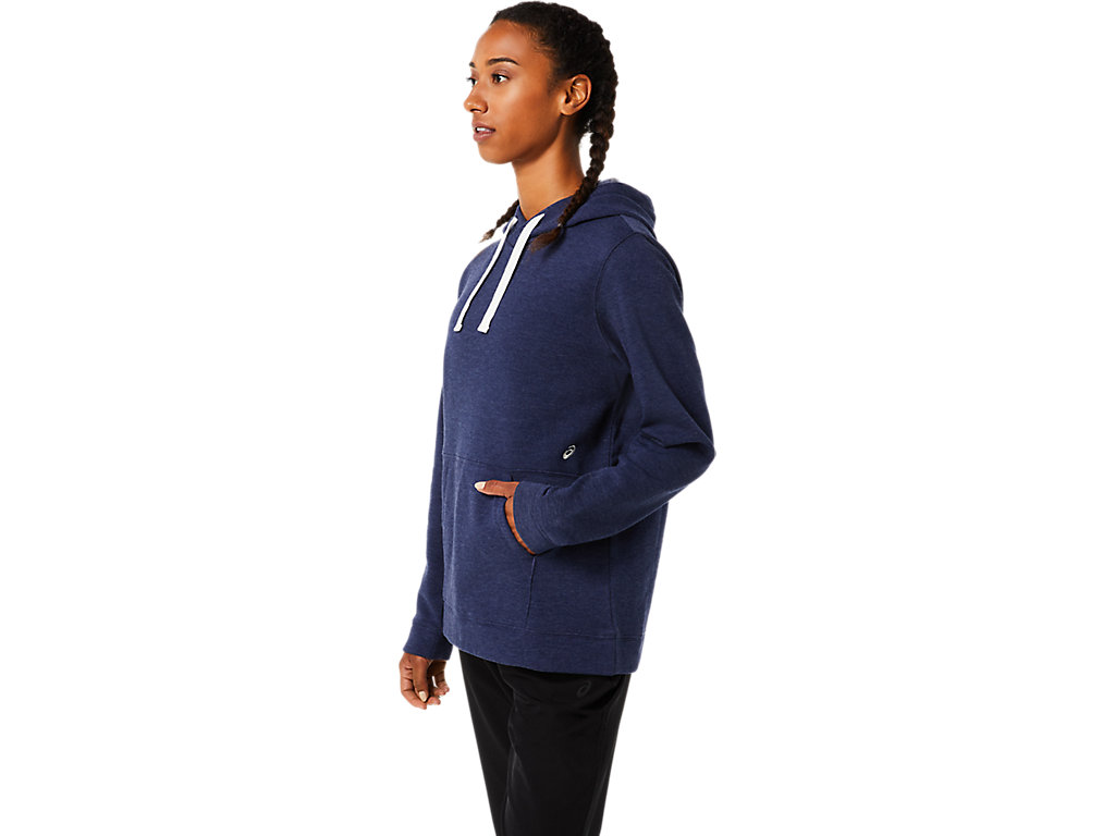 Women's Asics Pullover Hoodie Navy | 7986-USHCW