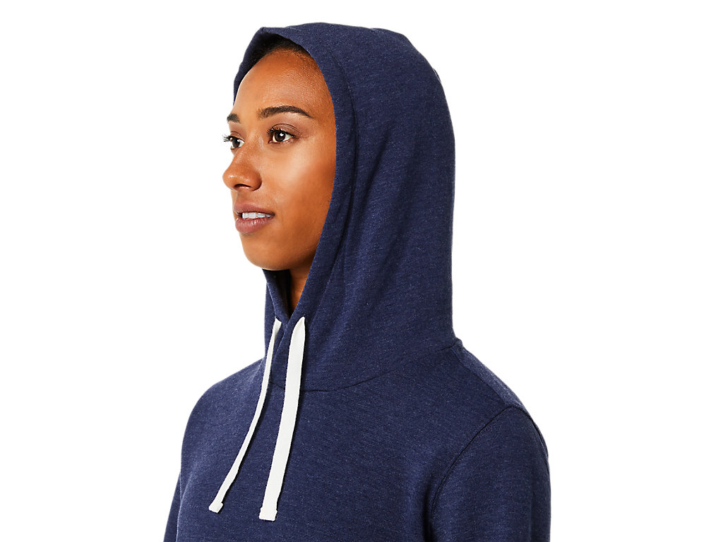 Women's Asics Pullover Hoodie Navy | 7986-USHCW