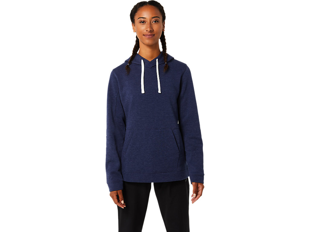 Women\'s Asics Pullover Hoodie Navy | 7986-USHCW