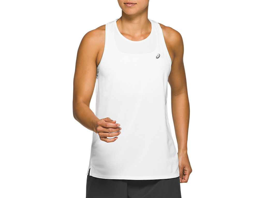 Women\'s Asics Race Sleeveless T Shirts White | 8290-DWNZL