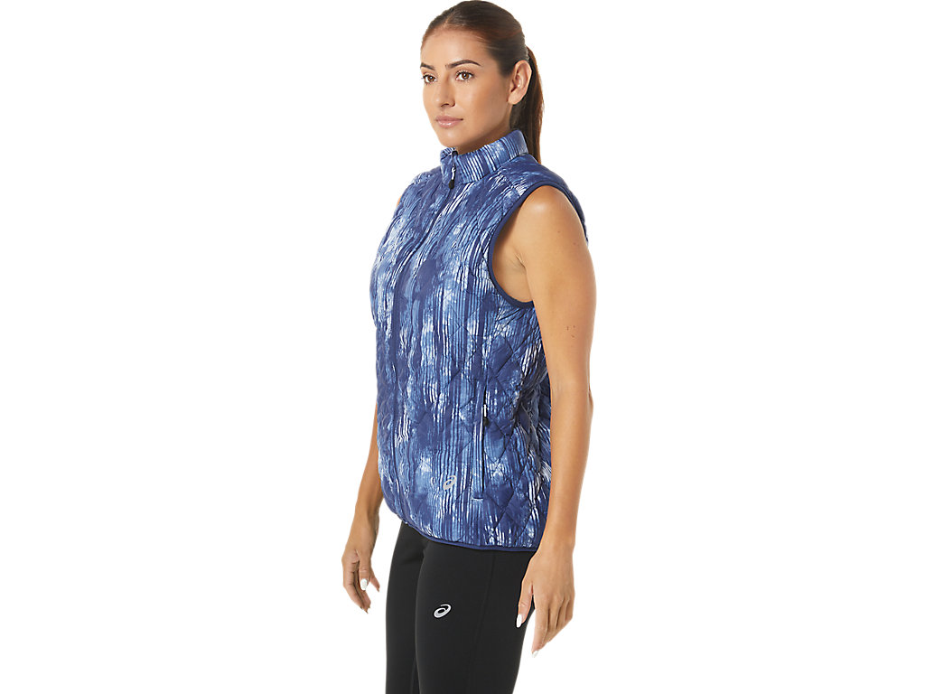 Women's Asics Reverse Insulated Vest Jackets Dark Grey / Blue | 0957-VLNZT