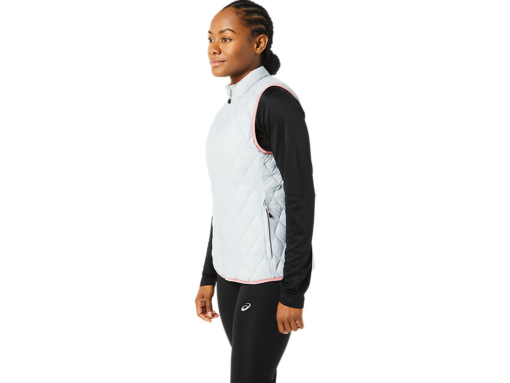 Women's Asics Reverse Insulated Vest Jackets Grey / Rose | 7135-CRUAE