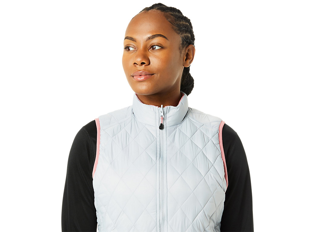 Women's Asics Reverse Insulated Vest Jackets Grey / Rose | 7135-CRUAE