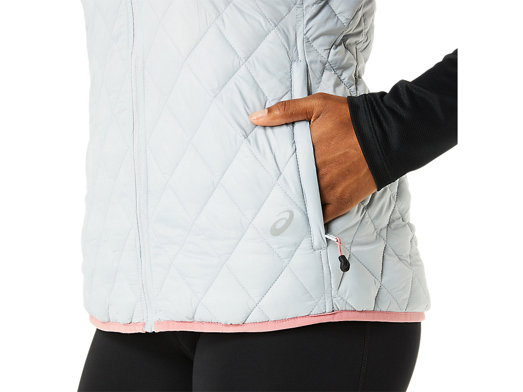 Women's Asics Reverse Insulated Vest Jackets Grey / Rose | 7135-CRUAE