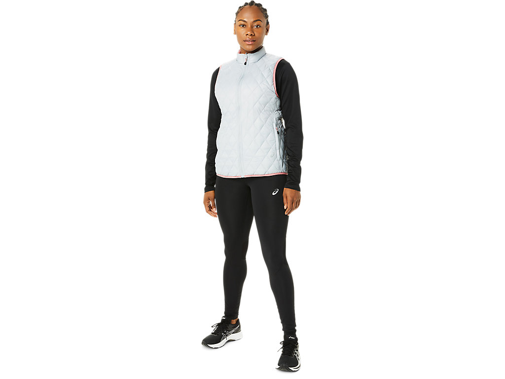 Women's Asics Reverse Insulated Vest Jackets Grey / Rose | 7135-CRUAE