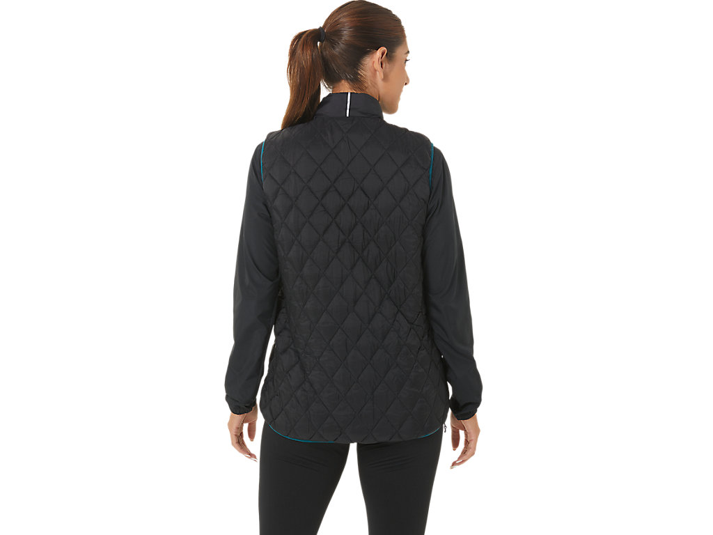 Women's Asics Reverse Insulated Vest Jackets Black / Deep Green | 7958-NIWCS