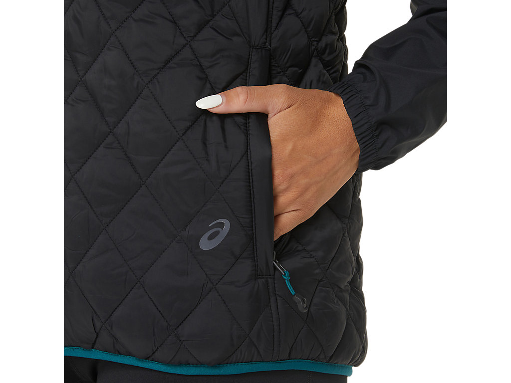 Women's Asics Reverse Insulated Vest Jackets Black / Deep Green | 7958-NIWCS