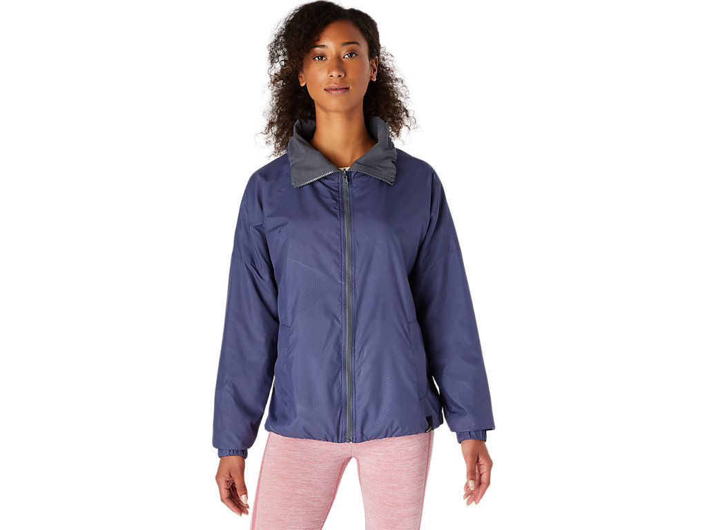 Women\'s Asics Reversible Jackets Blue / Grey | 3159-SECNK