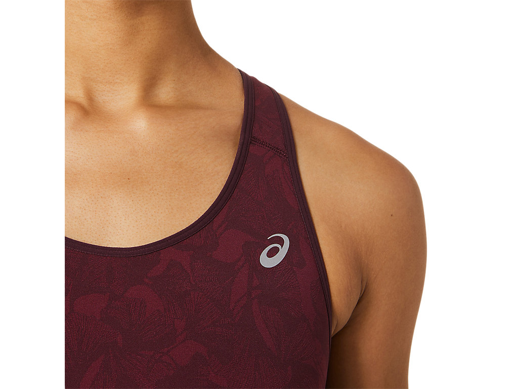 Women's Asics Runkoyo Jacquard Sports Bra Burgundy | 0742-WMPNC