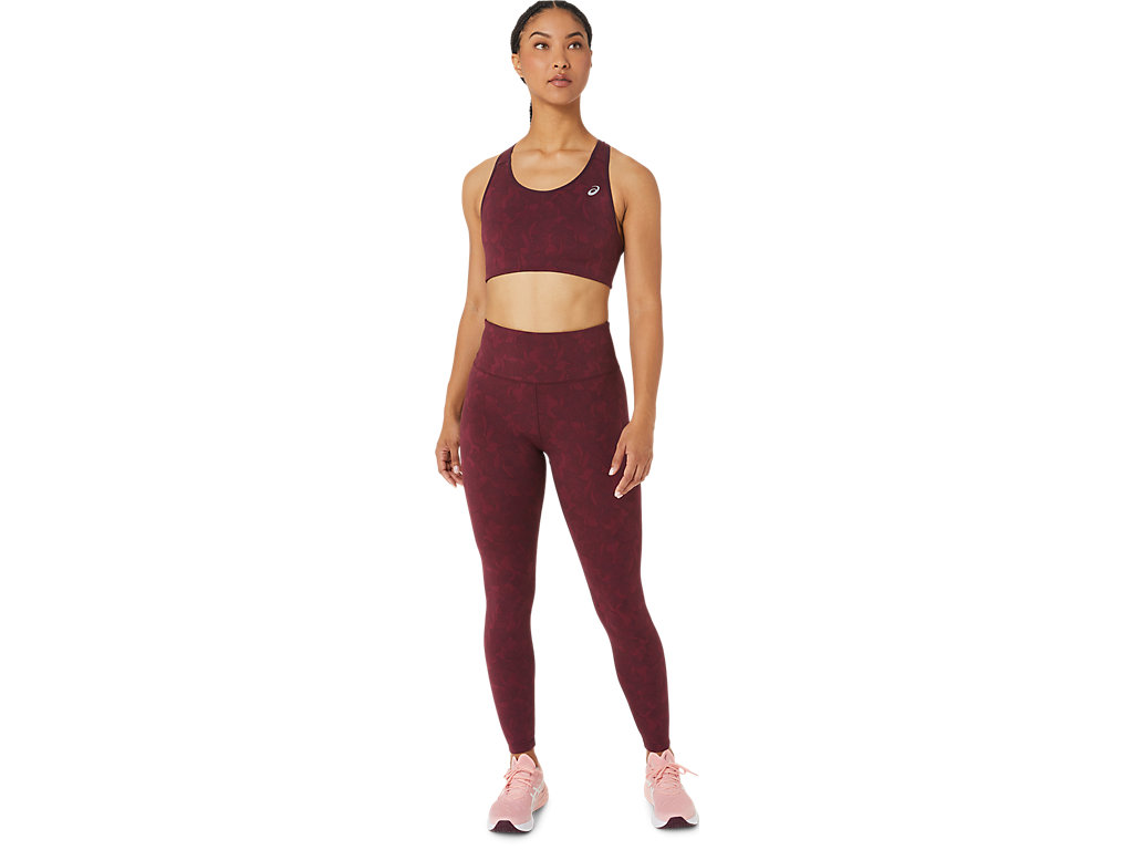 Women's Asics Runkoyo Jacquard Sports Bra Burgundy | 0742-WMPNC