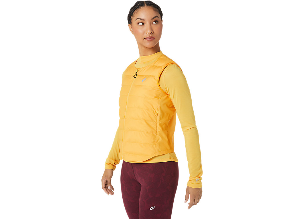 Women's Asics Runkoyo Padded Vest Jackets Yellow | 3807-YQAUK