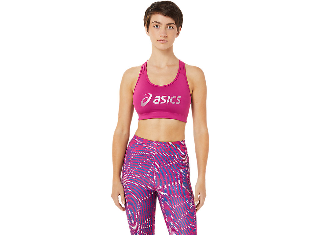 Women\'s Asics Sakura Logo Sports Bra Fuchsia Red | 7486-PERBY