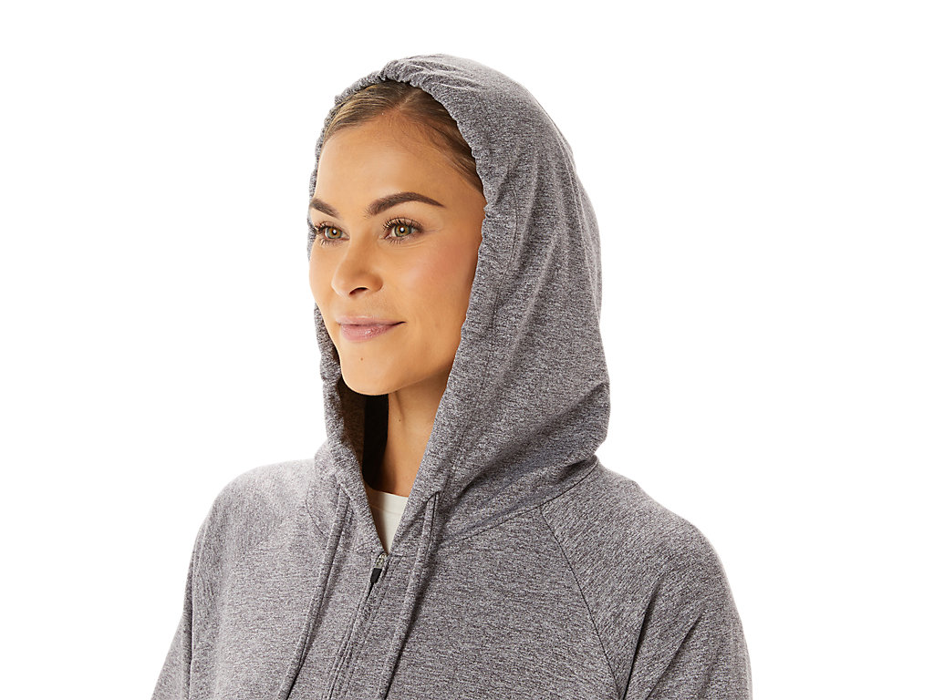 Women's Asics Soft Stretch Knit Full Zip Hoodie Grey | 0749-WGKDC