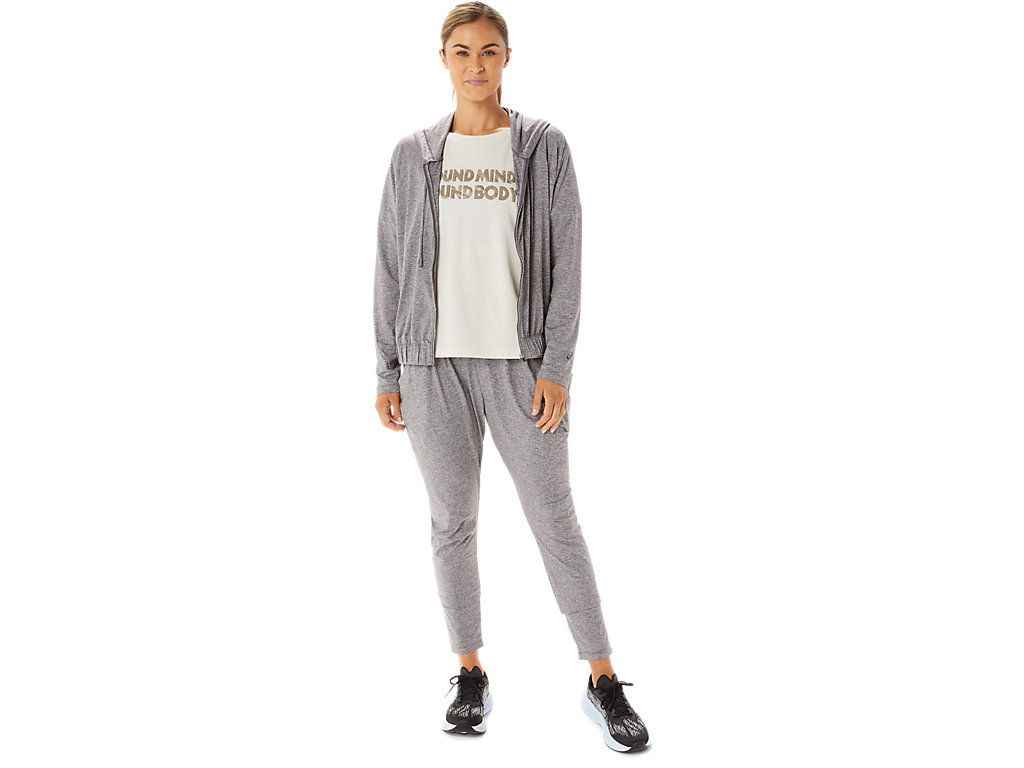 Women's Asics Soft Stretch Knit Full Zip Hoodie Grey | 0749-WGKDC