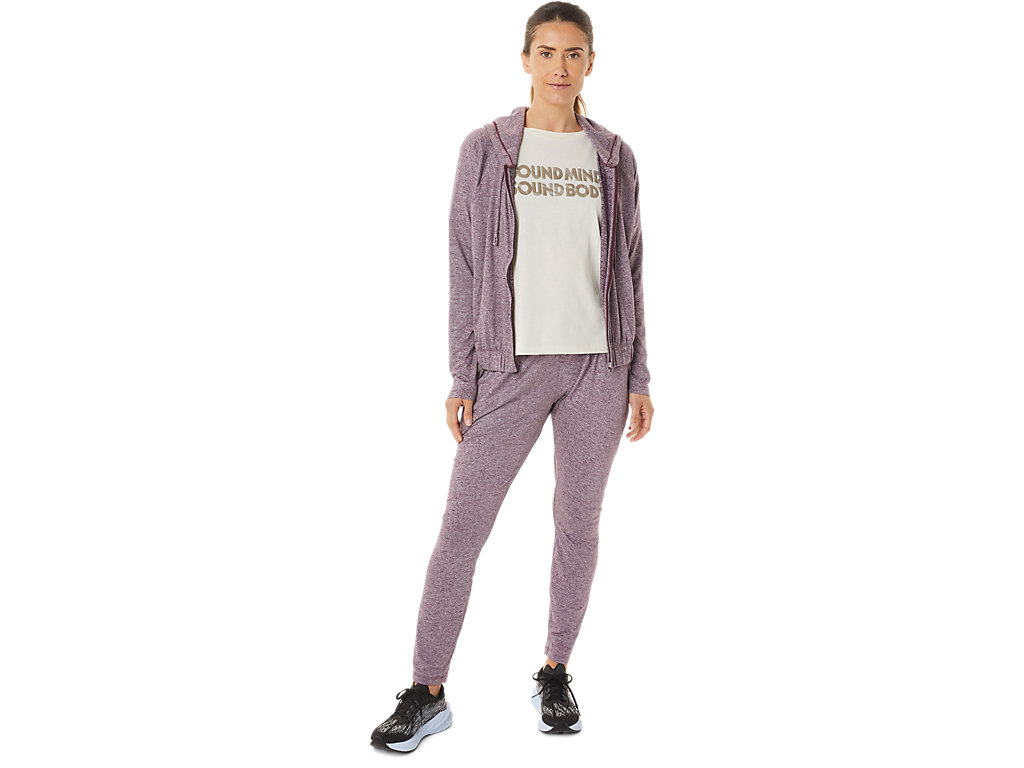 Women's Asics Soft Stretch Knit Full Zip Hoodie Purple | 9683-OEHSP