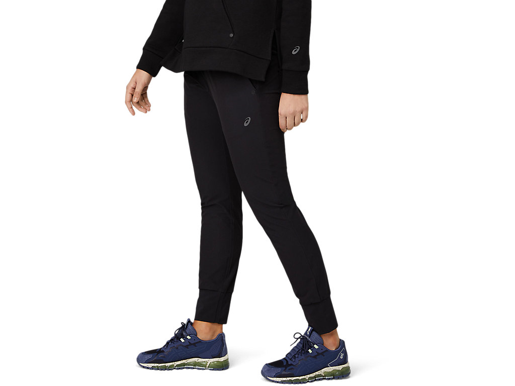 Women's Asics Stretch Tapered Pants Black | 3642-BQINV