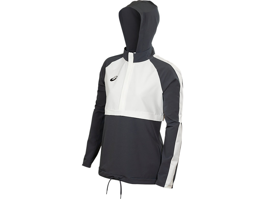 Women\'s Asics Stretch Woven Track Hoodie Grey / White | 2407-MWNYI