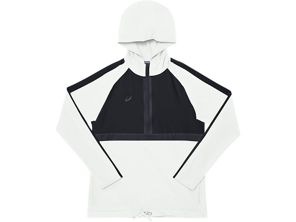 Women's Asics Stretch Woven Track Hoodie White / Black | 9658-MEKIY