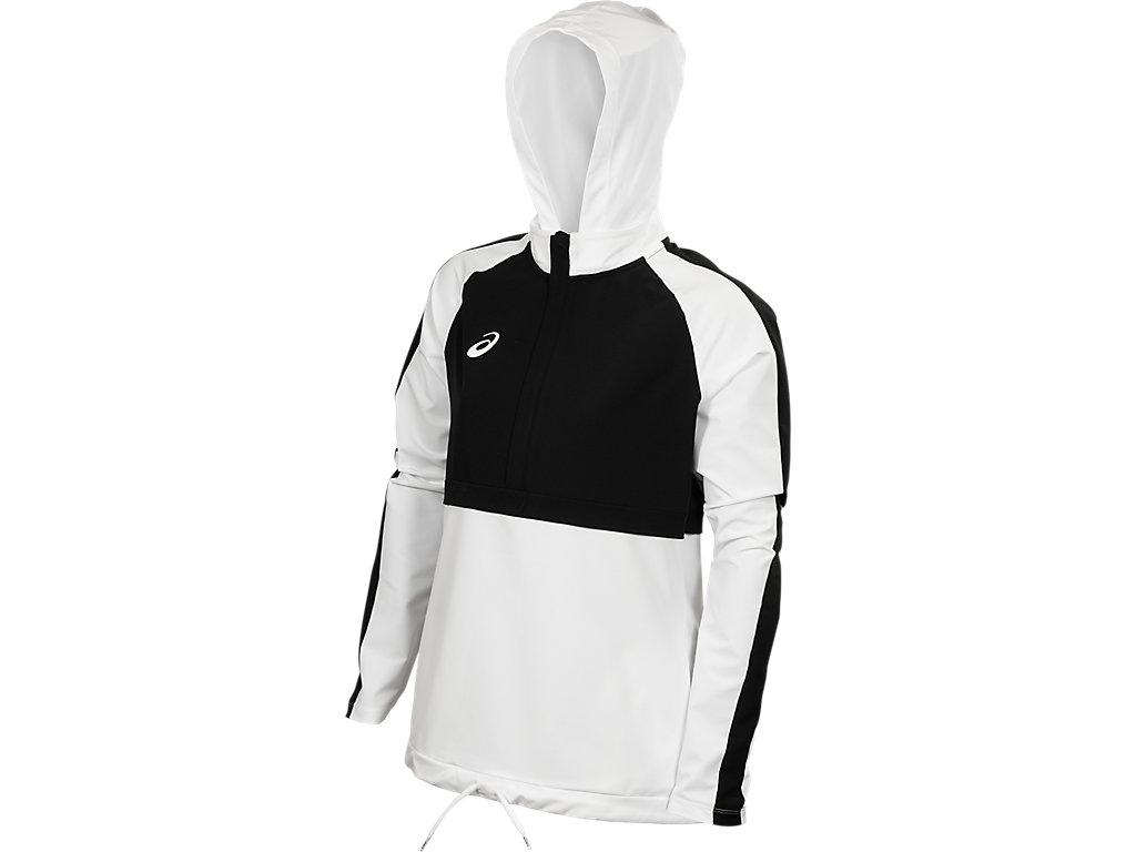 Women\'s Asics Stretch Woven Track Hoodie White / Black | 9658-MEKIY