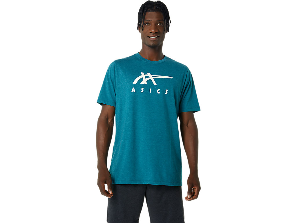 Women's Asics Stripe Sleeve Tee T Shirts Deep Green | 2670-OVZED