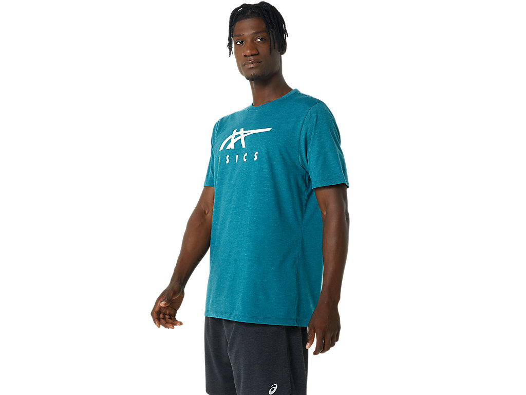 Women's Asics Stripe Sleeve Tee T Shirts Deep Green | 2670-OVZED