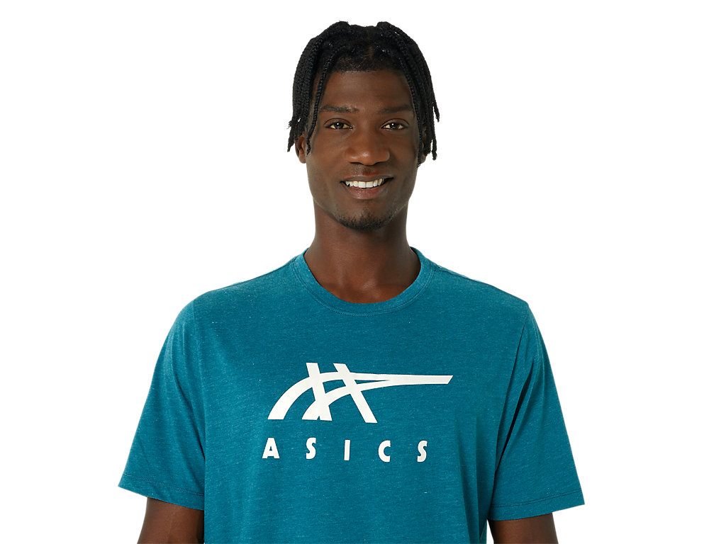 Women's Asics Stripe Sleeve Tee T Shirts Deep Green | 2670-OVZED