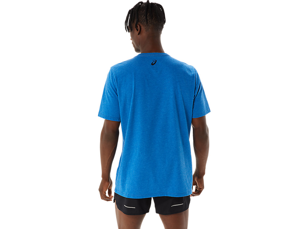 Women's Asics Stripe Sleeve Tee T Shirts Blue | 4165-PYKTV