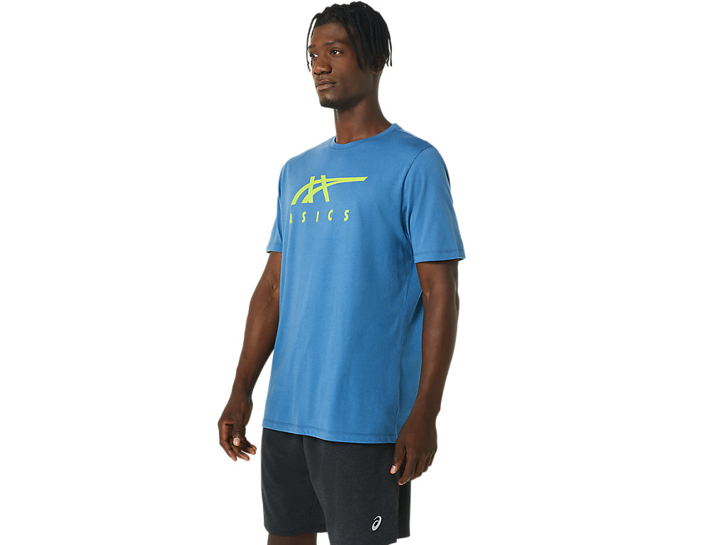 Women's Asics Stripe Sleeve Tee T Shirts AZURE | 6827-ZIYGO