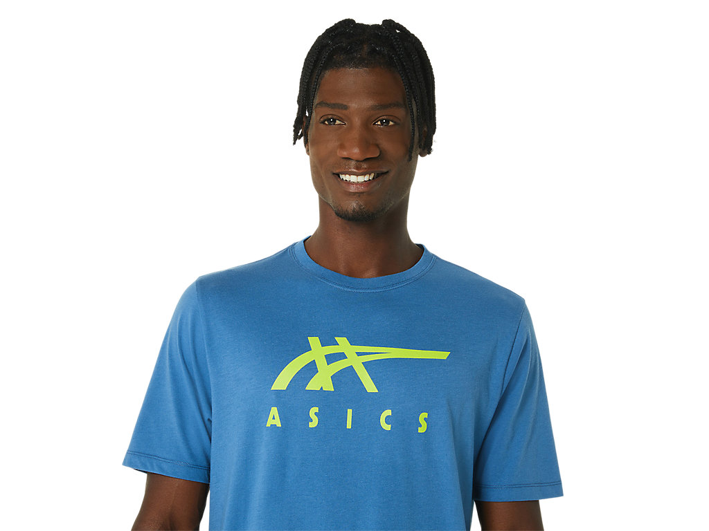 Women's Asics Stripe Sleeve Tee T Shirts AZURE | 6827-ZIYGO