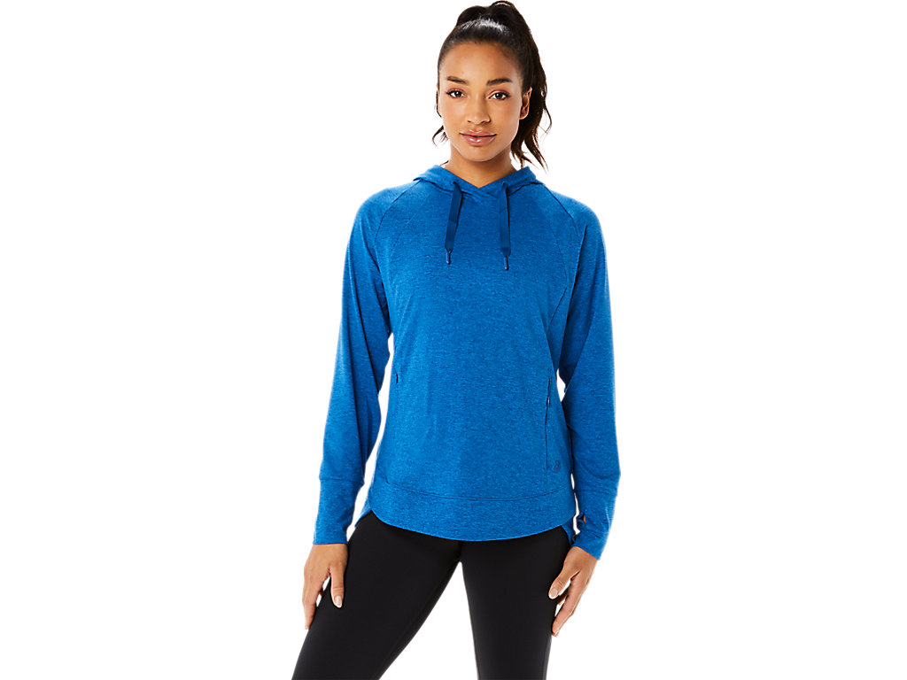 Women\'s Asics Tech Po Hoodie Blue | 5086-KMTUH