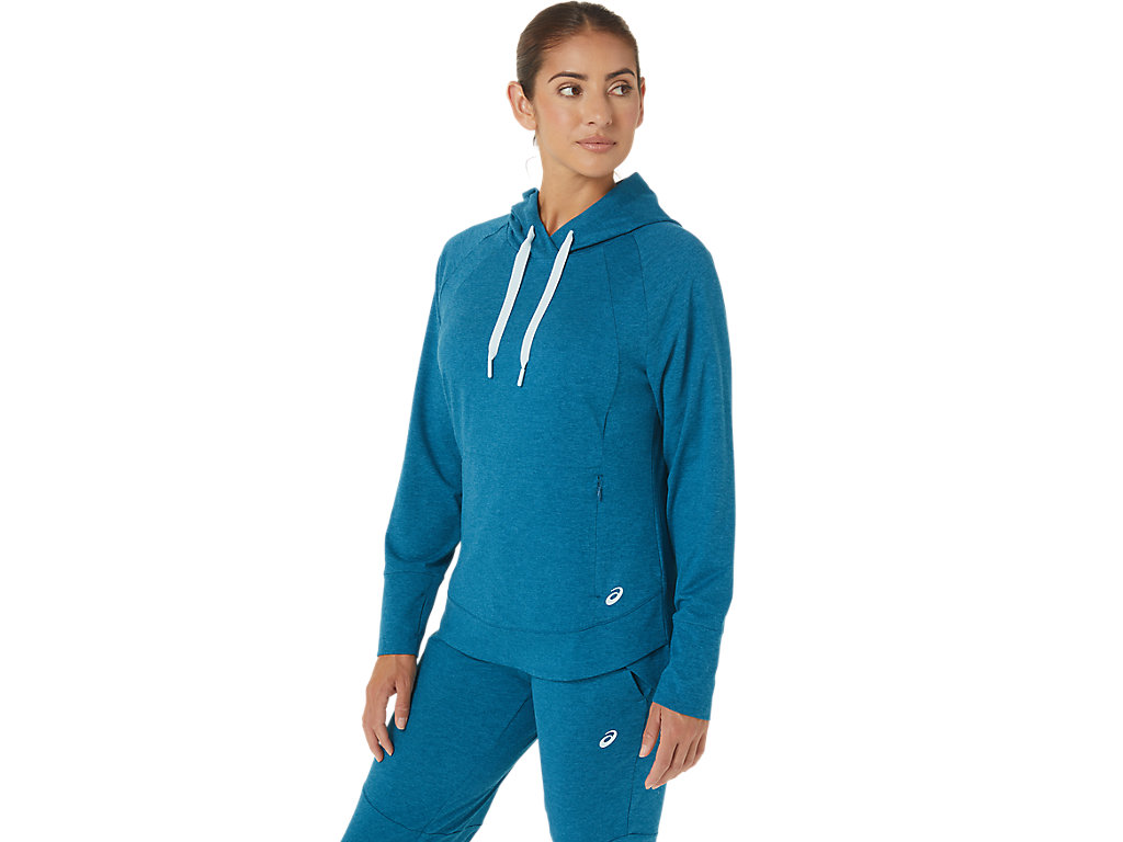 Women's Asics Tech Pullover T Shirts Deep Turquoise | 5274-TGERS