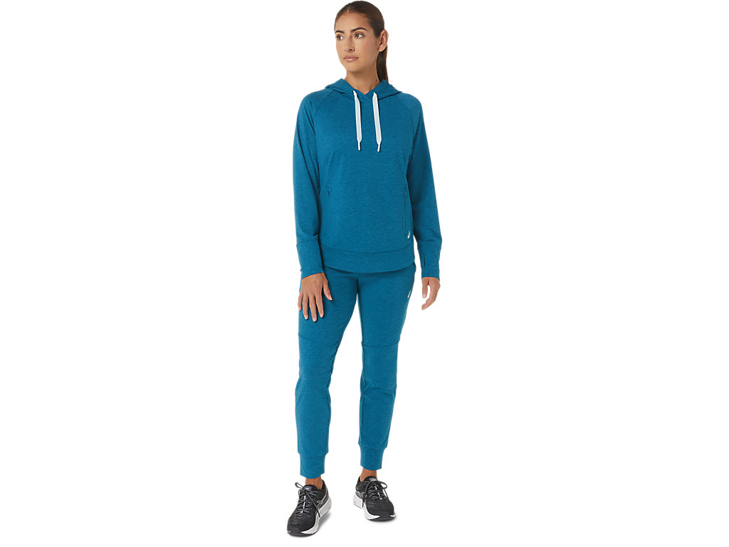 Women's Asics Tech Pullover T Shirts Deep Turquoise | 5274-TGERS