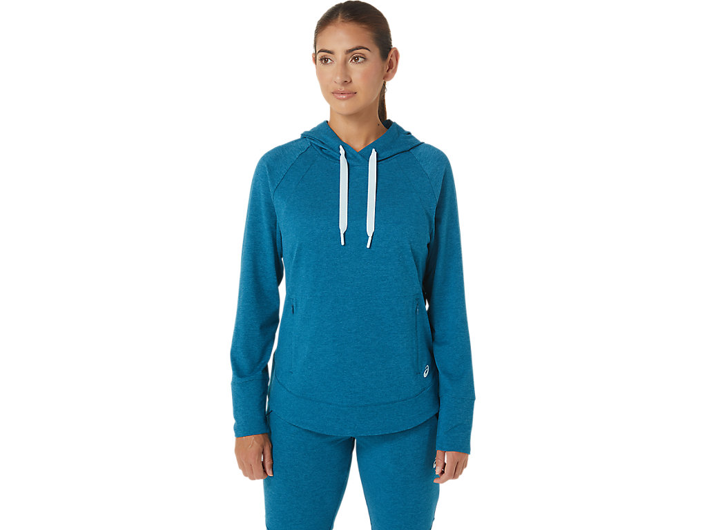 Women\'s Asics Tech Pullover T Shirts Deep Turquoise | 5274-TGERS