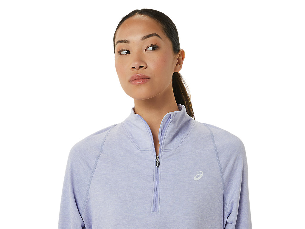 Women's Asics Thermopolis Half Zip T Shirts Grey | 0569-ZPTJE