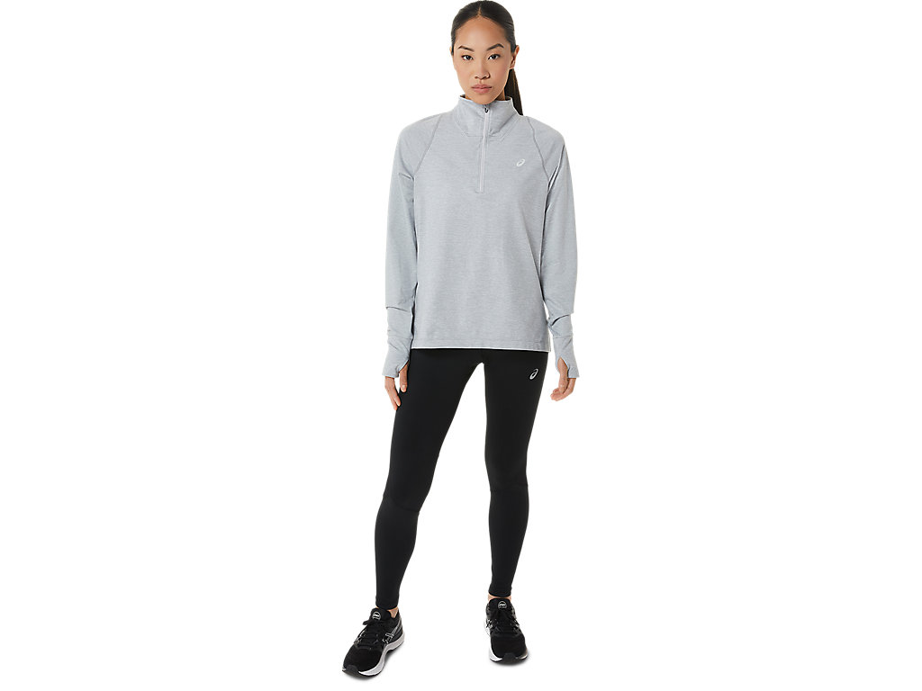 Women's Asics Thermopolis Half Zip T Shirts Light Grey | 3971-FNEAZ