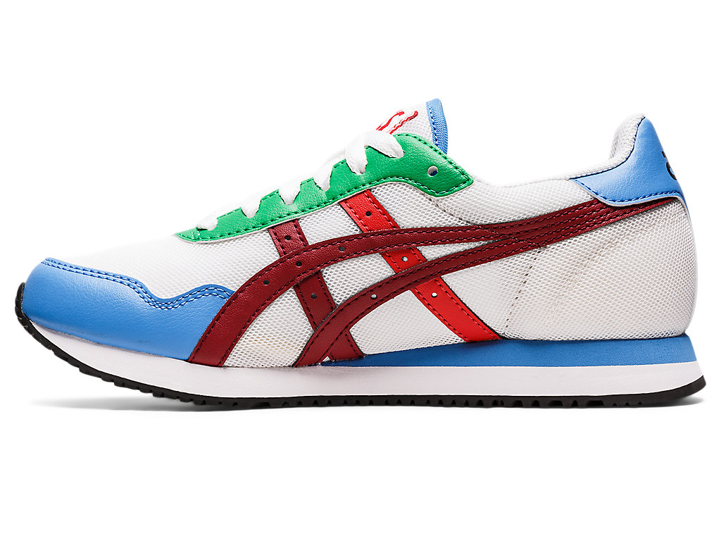 Women's Asics Tiger Runner Sneakers White / Burgundy | 7206-QOXKZ