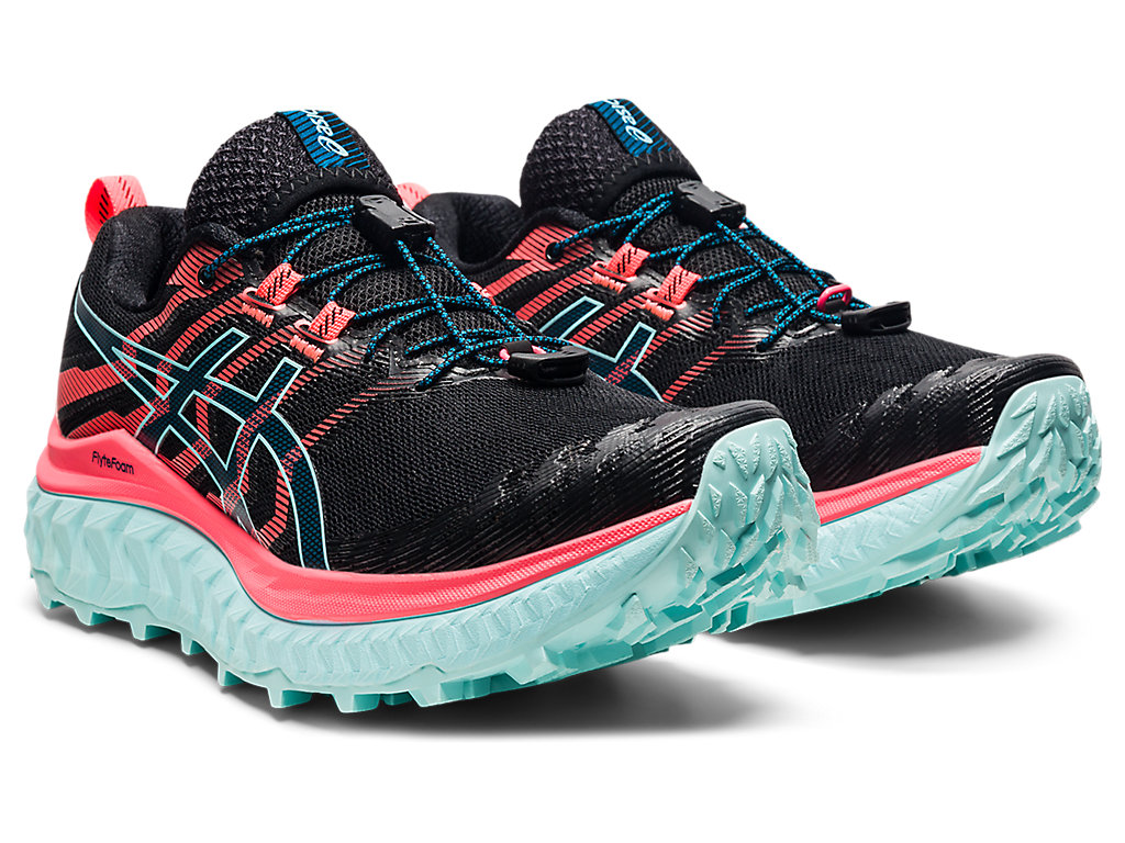 Women's Asics Trabuco Max Trail Running Shoes Black / Coral | 8512-GAONT