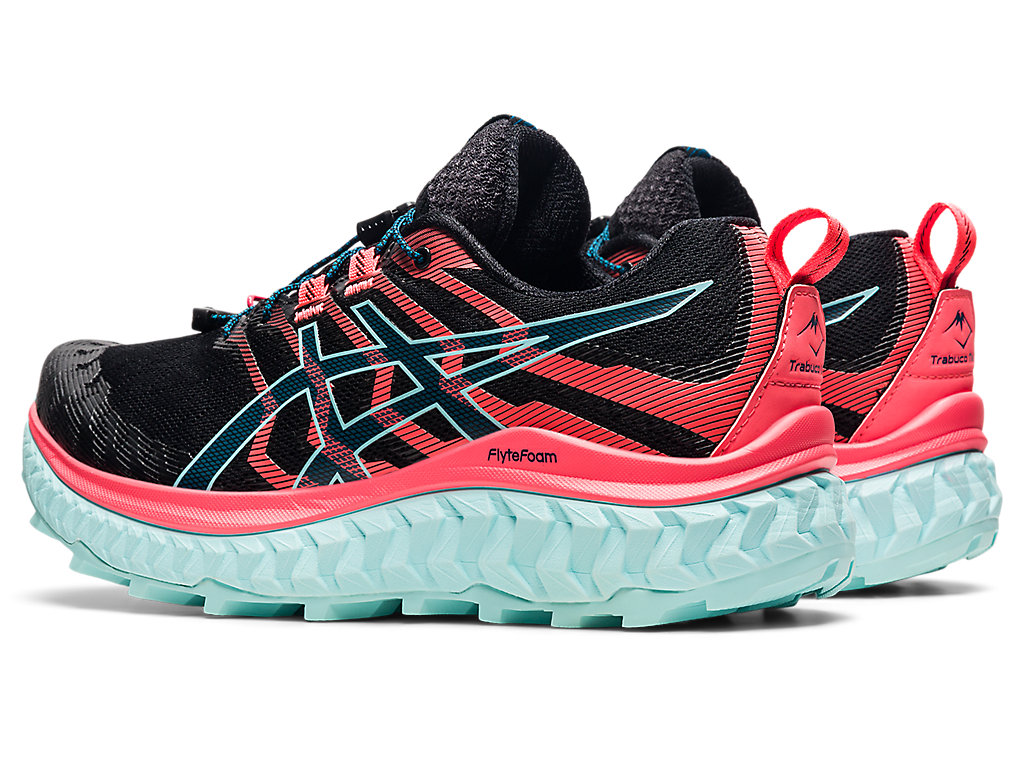 Women's Asics Trabuco Max Trail Running Shoes Black / Coral | 8512-GAONT