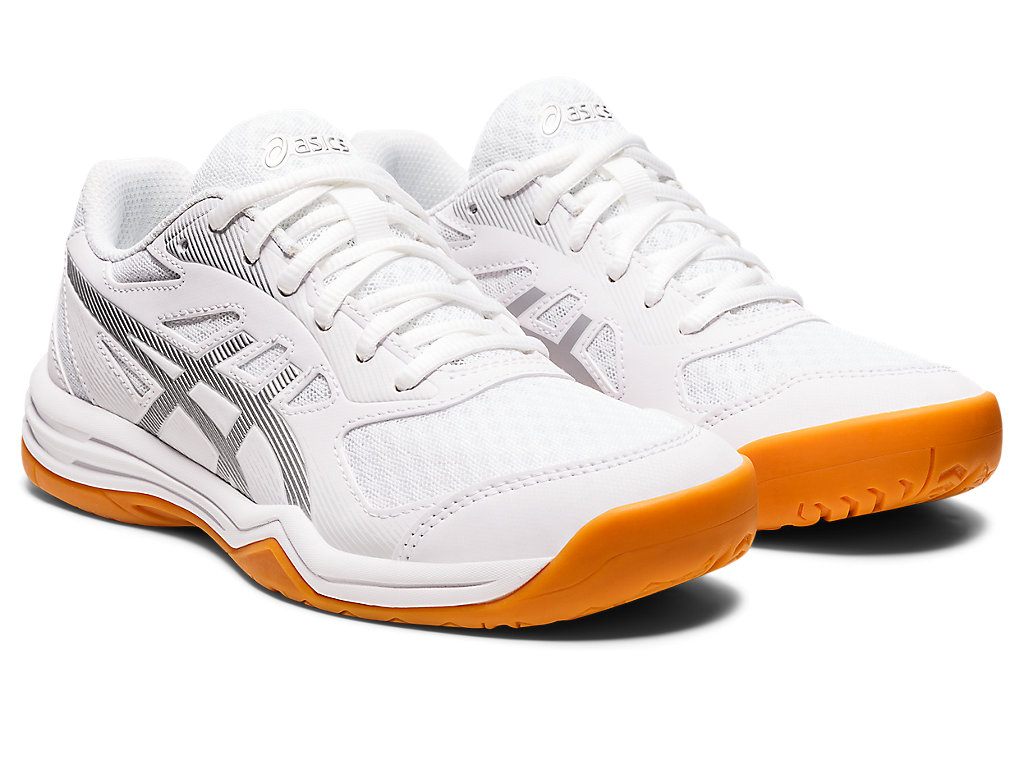 Women's Asics Upcourt 5 Volleyball Shoes White / Silver | 5461-YUTID