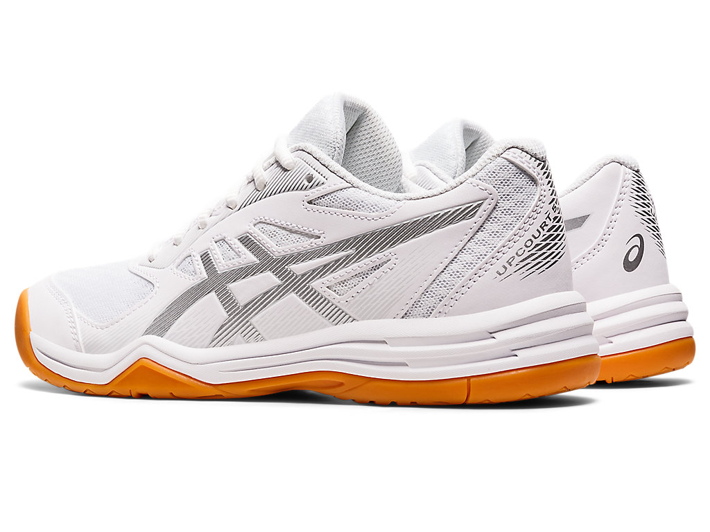 Women's Asics Upcourt 5 Volleyball Shoes White / Silver | 5461-YUTID