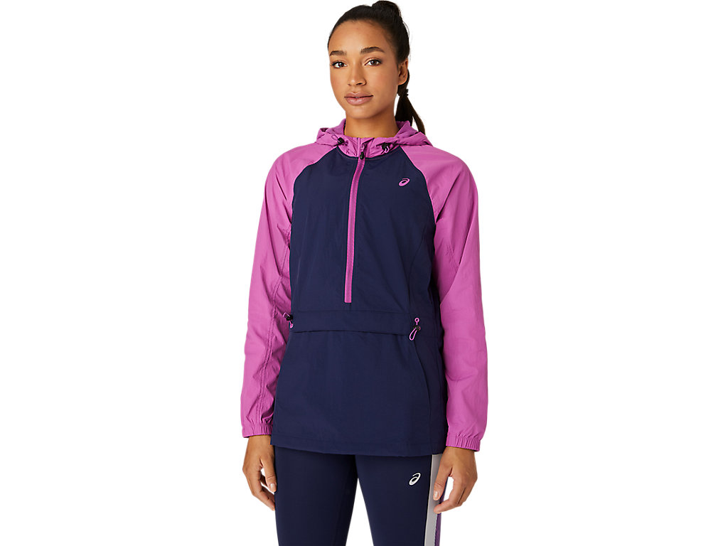 Women\'s Asics W Anorak Jackets Purple / Navy | 0586-JEGTN