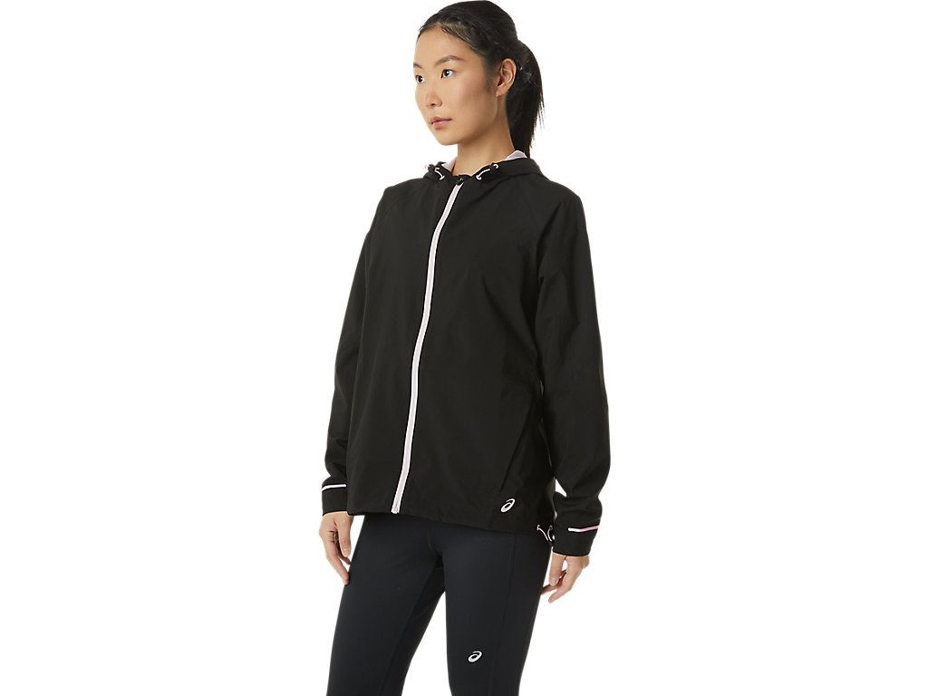 Women's Asics Waterproof Jackets Black / Rose | 8347-GLXJT