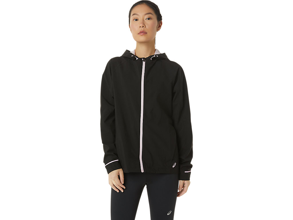 Women\'s Asics Waterproof Jackets Black / Rose | 8347-GLXJT