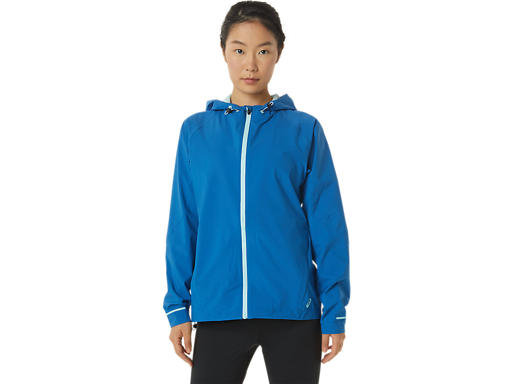 Women\'s Asics Waterproof Jackets Blue | 1924-JKDPY