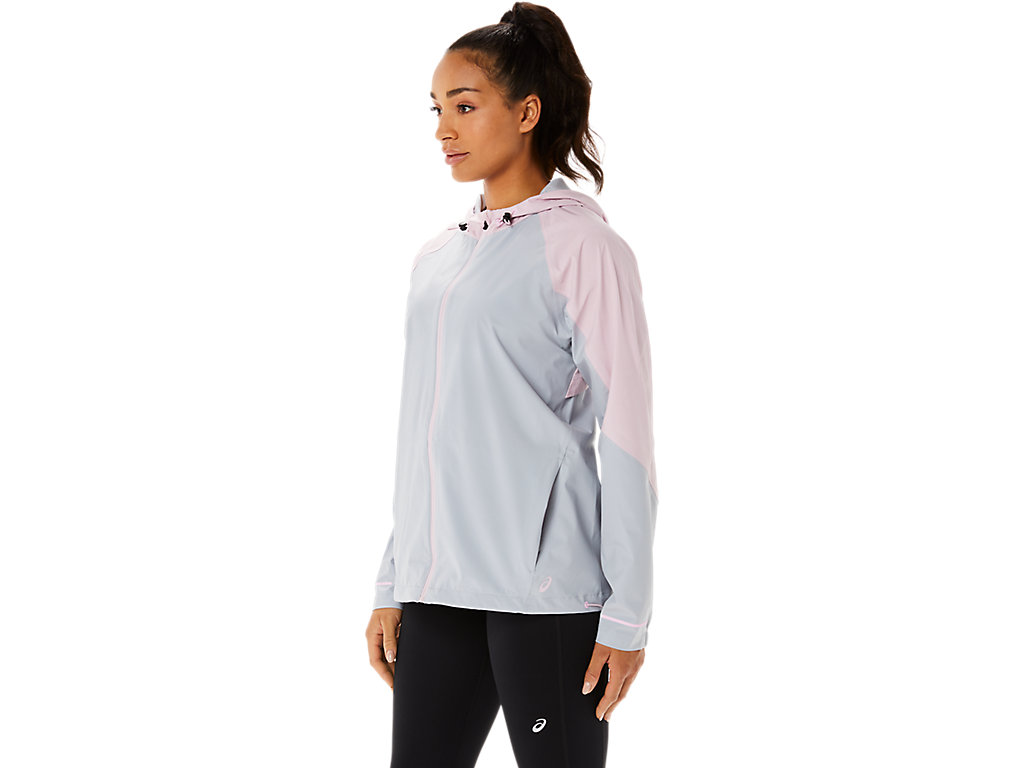 Women's Asics Waterproof Jackets Grey / Rose | 8645-TKRMS