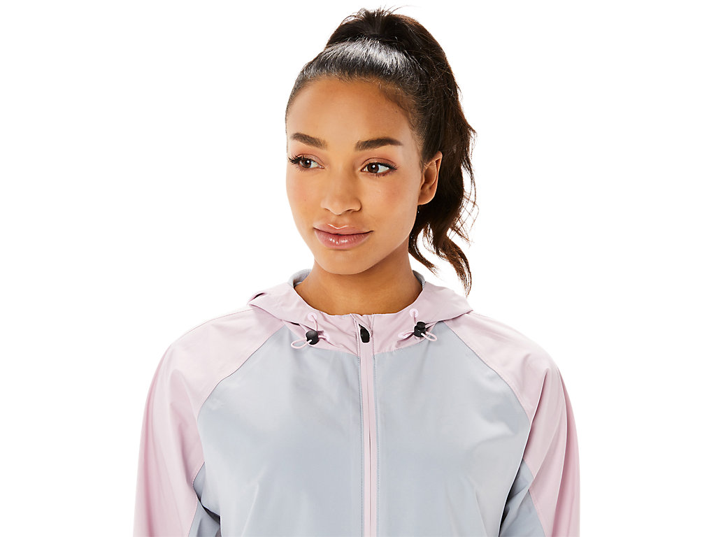 Women's Asics Waterproof Jackets Grey / Rose | 8645-TKRMS