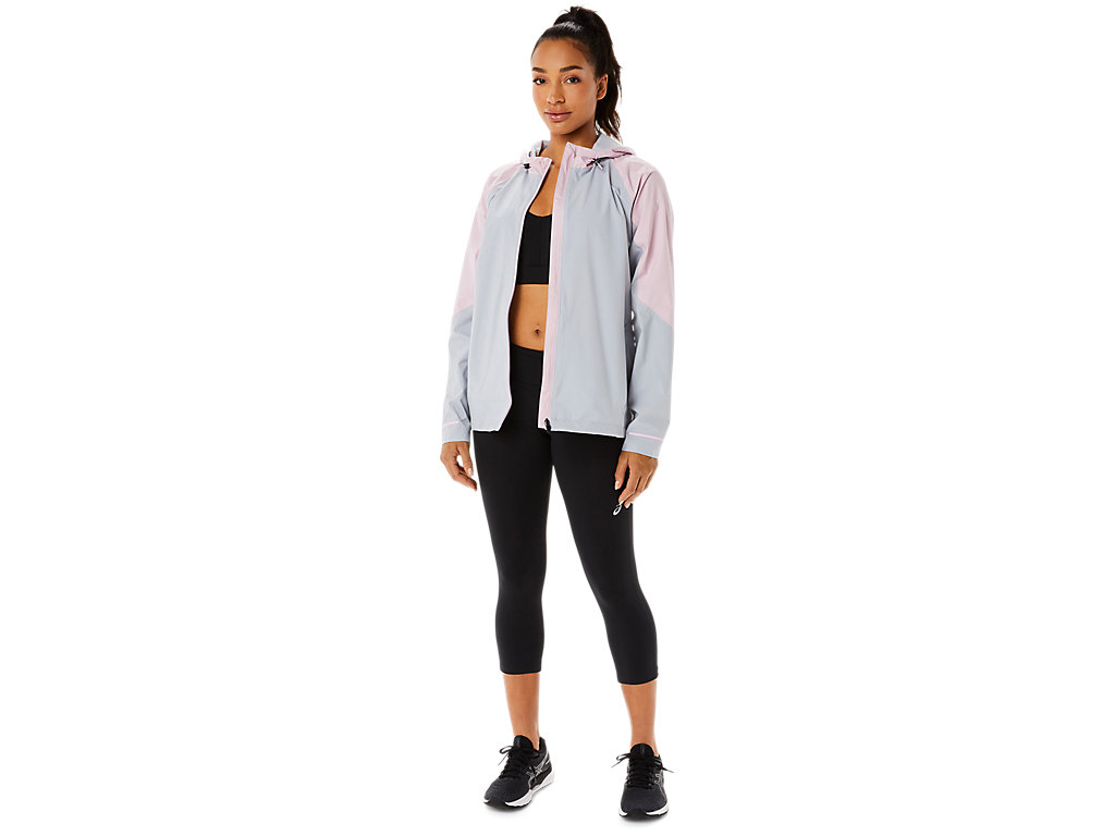 Women's Asics Waterproof Jackets Grey / Rose | 8645-TKRMS